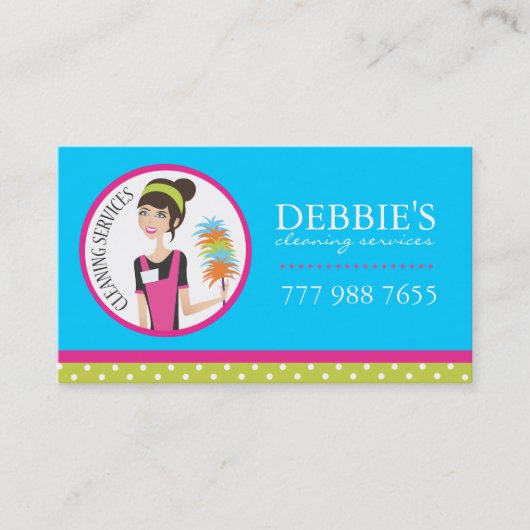 Visitekaartjes voor het schoonmaken van het huis (Voorkant)