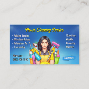 Visitekaartjes voor het schoonmaken van het huis