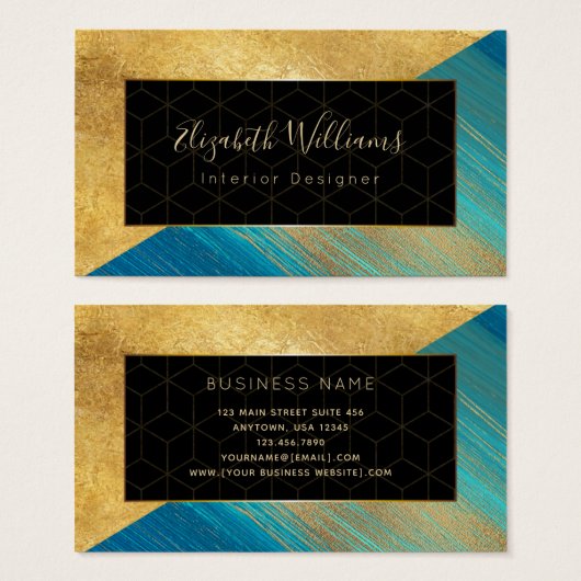 Visitekaartjes voor interieurontwerpers met kleurb (Voorkant /achterkant)