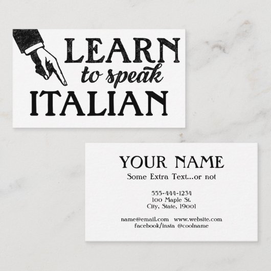 Visitekaartjes voor Italiaans taalonderwijs (Voorkant / Achterkant)