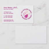 Visitekaartjes voor massagetherapie met Healing Ha (Voorkant / Achterkant)