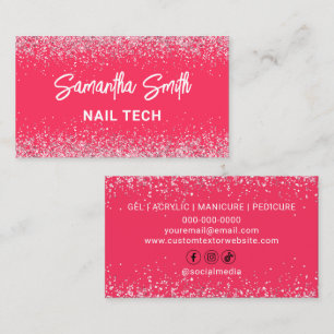 Visitekaartjes voor Nail Tech Hot Pink Glitter