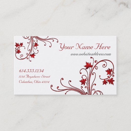 Visitekaartjes voor Red Vine/Maple Leaf Design (Voorkant)