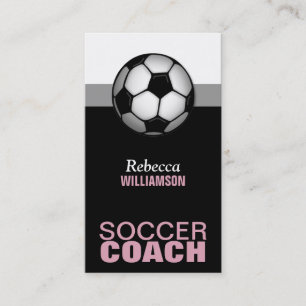 Visitekaartjes voor roze en zwarte Voetbal coach