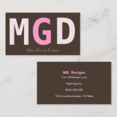 Visitekaartjes voor roze meisjesmonogram (Voorkant / Achterkant)