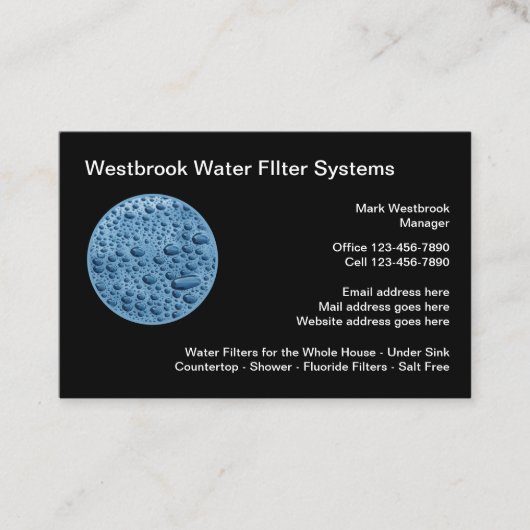 Visitekaartjes voor thuiswaterfiltersystemen (Voorkant)