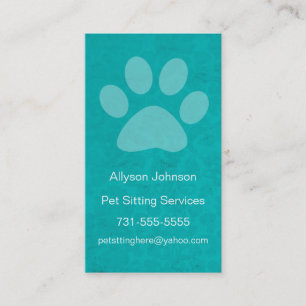 Visitekaartjes voor turquoise Paw Print Pet Sittin