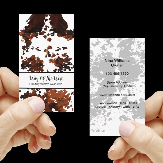 Visitekaartjes voor Westerne Draag Mode in het lan