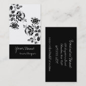 Visitekaartjes voor zwart/wit Floral ontwerp (Voorkant / Achterkant)