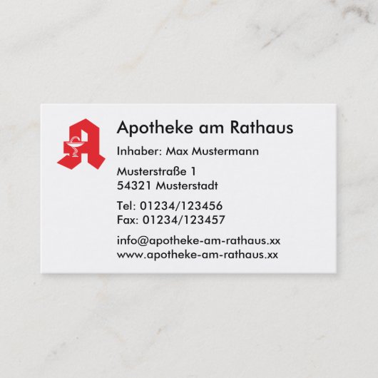Visitenkarte für Apotheken Visitekaartje (Voorkant)