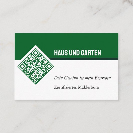 Visitenkarte grün weiss Makler Immobilien Visitekaartje (Voorkant)