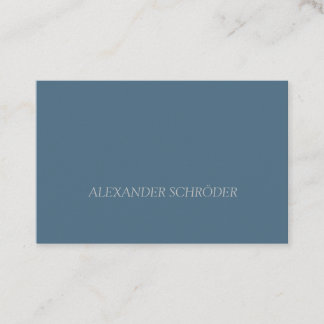 Visitenkarte in Blau-Grau mit weißer Schrift Visitekaartje