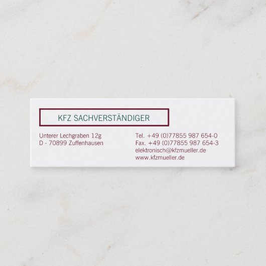 Visitenkarten Klassisch Mini Visitekaartje (Voorkant)