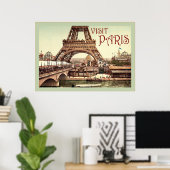 Visiter Paris ~ Poster Vintage voyage (Bureau à domicile)