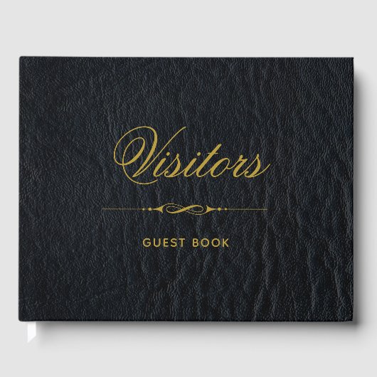 Visiteurs Faux Black Leather Elégant Livre d'Invit (Recto)