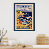 Visitez Athènes Grèce, affiche de voyage vintage. (Cuisine)