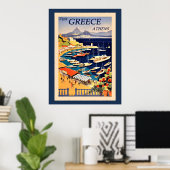 Visitez Athènes Grèce, affiche de voyage vintage. (Bureau à domicile)