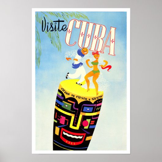 Visitez Cuba poster de voyage vintage (Devant)