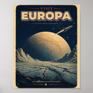 Visitez Europa – Affiche de voyage spatial vintage