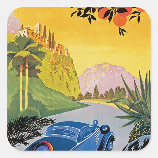 Visitez La Grece en Auto Vierkante Sticker (Voorkant)