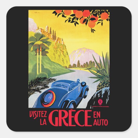 Visitez La Grece en Auto Vierkante Sticker (Voorkant)