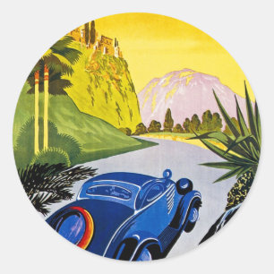 Visitez La Grece En Auto - Vintage Travel Poster Ronde Sticker