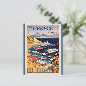 Visitez la Grèce, poster de voyage vintage, carte  (Debout devant)