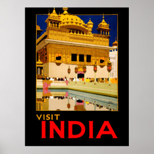Visitez l'Inde affiche voyage art vintage