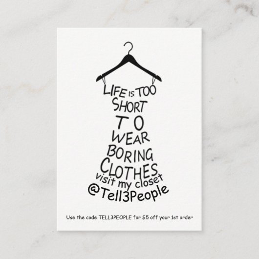 Visitez ma carte de visite de dressing vêtements s (Devant)