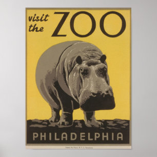 Visitez The Zoo Philadelphia Vintage WPA Affiche