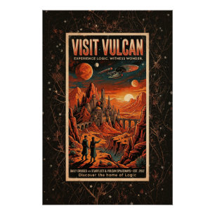 Visitez Vulcan - Affiche de voyage galactique rétr