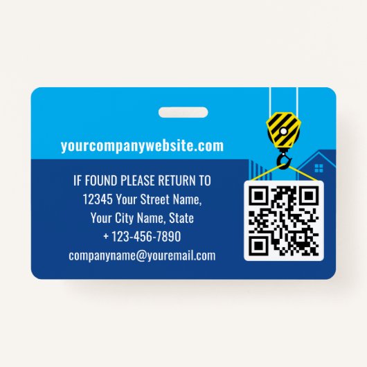 Visitor Pass ID Bouwplaats Navy Blue Custom Badge (Achterkant)