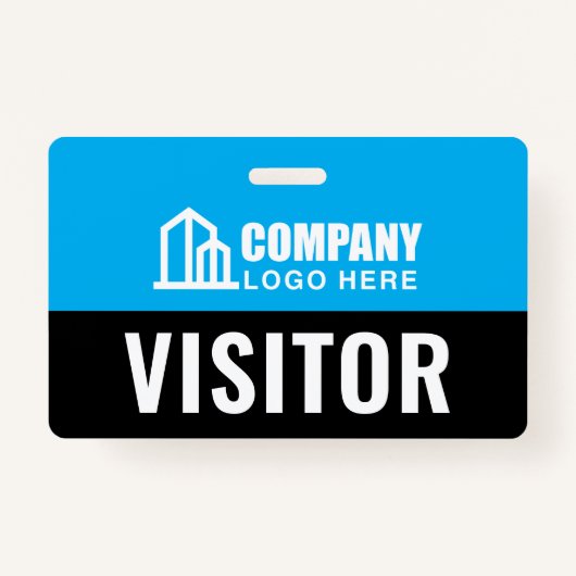 Visitor Pass ID Logo Bouwplaats Blue Custom Badge (Voorkant)