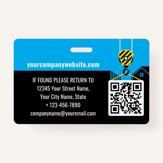 Visitor Pass ID Logo Bouwplaats Blue Custom Badge (Achterkant)