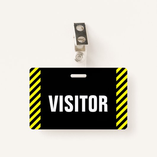 "VISITOR" + zwarte & gele Stripes-badge Badge (Voorkant met clip)