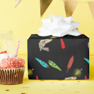 Vislokmiddelen Met Vis Op Zwart Cadeaupapier