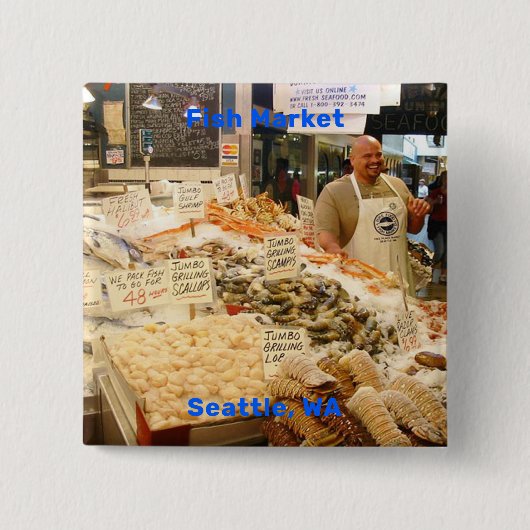 Vismarkt, Seattle, Washington Vierkante Button 5,1 Cm (Voorkant)