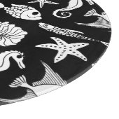 Vismotief: zwart wit patroon. snijplank (Hoek)