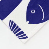 Vispatroon - Donkerblauw op wit Fleece Deken (Hoek)