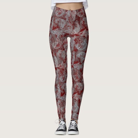 Vispatroon, dubbele kleuren b. DRed BG Leggings (Voorkant)