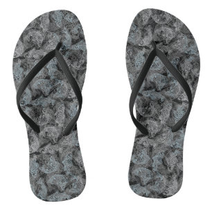 Vispatroon, dubbele kleuren b. Zwart BG Teenslippers
