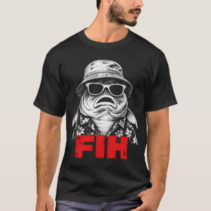 Vissen “Fih†Grappige Gedistresseerde Visser M T-shirt