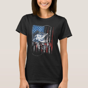 Vissen Amerikaanse Vlag Baars Visser Amerika Onafh T-shirt