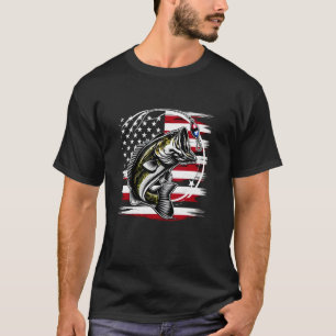 Vissen Amerikaanse Vlag Grappige Baars Visser Viss T-shirt
