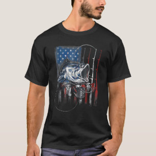 Vissen Amerikaanse Vlag USA Baars Visser 4 juli T-shirt
