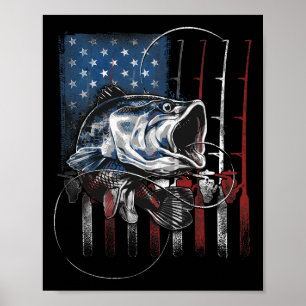 Vissen Amerikaanse Vlag Vintage Usa B Visser Cadea Poster