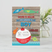 Vissen Baby shower Uitnodiging Jongen Vis (Staand voorkant)