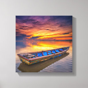 Vissen Boat op zonsopgang   Jubakar Beach Canvas Afdruk