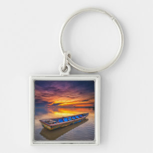 Vissen Boat op zonsopgang Jubakar Beach Sleutelhanger