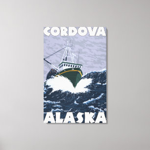 Vissen Boat Scene - Cordova, Alaska Canvas Afdruk
